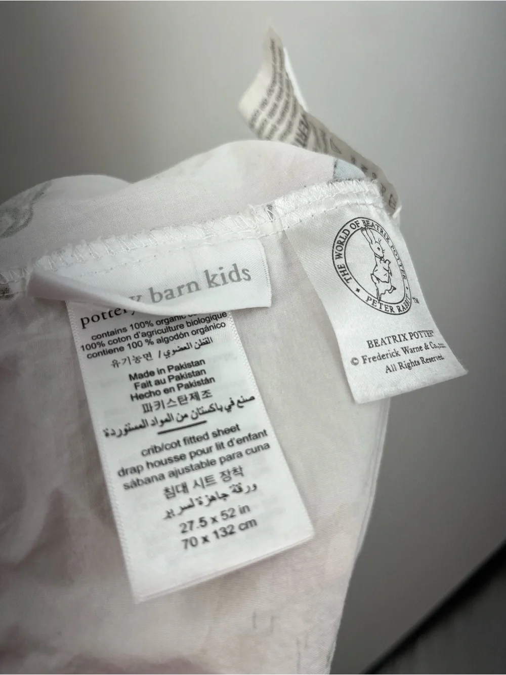 Pottery Barn Kids Peter Rabbit Organic Crib 0487 Fitted Sheet Beatrix Potter